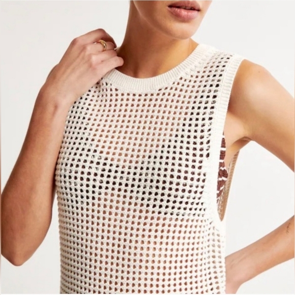 Abercrombie & Fitch Crochet Knit Swim Cover Up Dress - Picture 3 of 10
